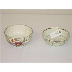  (2) DECORATED EARLY SOFT PASTE WASTE BOWLS: 6 W/