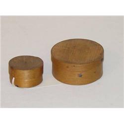  (2) 19TH CENT. SMALL ROUND FINGERED PANTRY BOXES