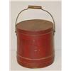 Image 1 :  10 PAINTED WOODEN FIRKIN IN OLD RED PAINT-LID MA