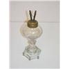 Image 1 :  9 1/2 CLEAR SANDWICH OIL LAMP W/ CUT DECORATION 
