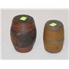 Image 1 :  (2) EARLY WOODEN BARREL FORM CANISTERS: (1) NATU