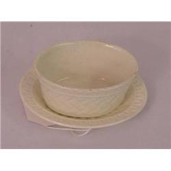  2 1/2 WEDGWOOD CREAMWARE OPEN SALT WITH UNDERTRA