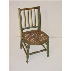  CHILDS PAINTED VICT. DOLLS CHAIR W/ CANE SEAT-GR