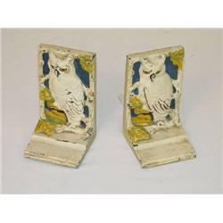  PR. HUBLEY 5 PAINTED CAST IRON OWL BOOKENDS - PA