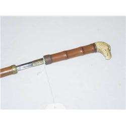  34 1/2 SWORD CANE W/ CARVED BONE EAGLE HANDLE (2