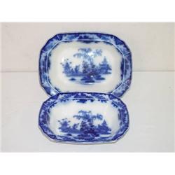  (2) SCINDE FLOW BLUE OPEN VEGETABLES BY ALCOCK (