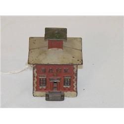  3 1/4 CAST IRON PAINTED BANK BUILDING STILL BANK