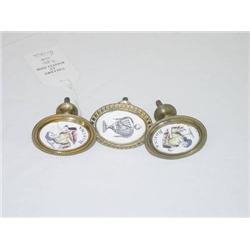  LOT (3) 19TH CENT. BATTERSEA ENAMEL & BRASS MIRR