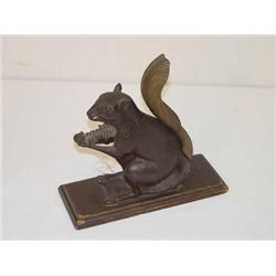  19TH CENT. PAINTED CAST IRON SQUIRREL NUT CRACKE