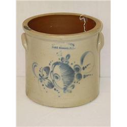  4 GAL. OTTMAN BROS. CROCK W/ COBALT FLORAL DECOR