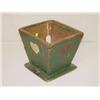 Image 1 :  9 1/2 PRIMITIVE PAINTED FLOWER POT IN GREEN PAIN
