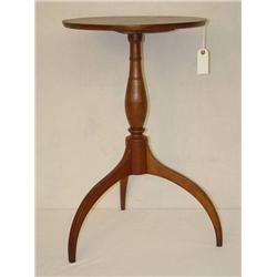  19TH CENT. CHERRY SPIDER LEG CANDLESTAND W/ TURN