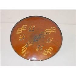  10 PA REDWARE PLATE W/ YELLOW SLIP DECORATION - 