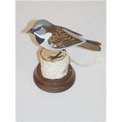  5 1/4 CARVED & PAINTED BIRD SPARROW SIGNED GOR