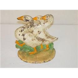  8 HUBLEY PAINTED CAST IRON 3 GEESE DOORSTOP - PA