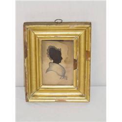  19TH CENT. WATERCOLOR SILHOUETTE OF LADY IN LEMO