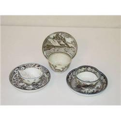  LOT (3) STAFFORDSHIRE TRANSFERWARE HANDLESS CUPS