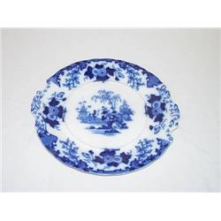  13 ROUND SCINDE FLOW BLUE TUREEN UNDERTRAY W/ OP