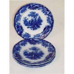  LOT (4) 7 1/4 SCINDE FLOW BLUE PLATES BY ALCOCK 