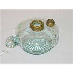  AQUAMARINE BLOWN MOLDED FINGER LAMP W/ APPLIED H