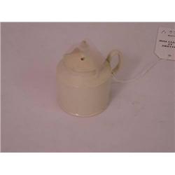  CREAMWARE COVERED MUSTARD POT - SMALL CHIP ON IN