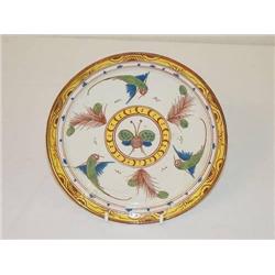 7 1/2 EARLY DELFT COLORED PLATE W/ MOTH & BIRD D