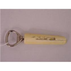  4 SCRIMSHAWED IVORY CORK SCREW CASE W/ ESKIMO SL