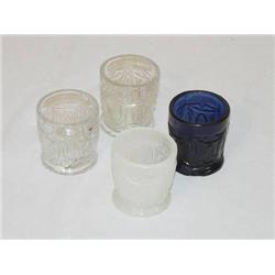  LOT (4) SANDWICH GLASS TOY TUMBLERS: (2) CLEAR, 