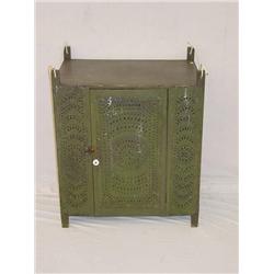  PENNSYLVANIA HANGING PIERCED TIN PIE SAFE IN GRE