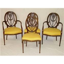  SET OF (4) FANCY MAHOGANY HEPPLEWHITE STYLE DINI