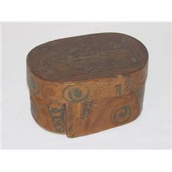  6 3/4 AMERICAN INDIAN BANDED OVAL BOX W/ PAINT D