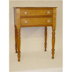  SHERATON CHERRY 2 DRAWER STAND W/ TURNED LEGS, G