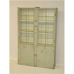  19TH CENT. CUPBOARD W/ 2 GLAZED GLASS DOORS, EA.