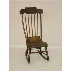  19TH CENT. BOSTON SEWING ROCKER W/ PLANK SEAT & 