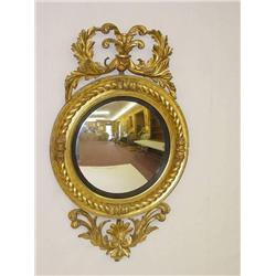  19TH CENT. GILT GESSO GIRANDOLE LOOKING GLASS W/