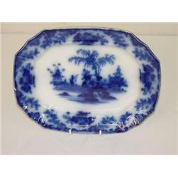  11 SCINDE FLOW BLUE SCALLOPED EDGE PLATTER BY AL