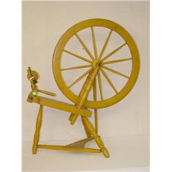  EARLY 19TH CENT. FLAX WHEEL IN MUSTARD PAINT SIG