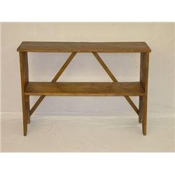  19TH CENT. 2 TIER PINE BUCKET BENCH W/ BOOT JACK