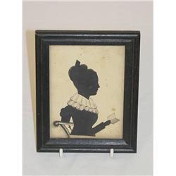 19TH CENT. FRAMED WATERCOLOR SILHOUETTE OF YOUNG