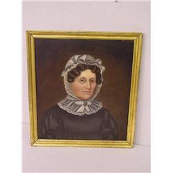  LATE 19TH CENT. OIL ON BOARD OF LADY IN RUFFLED 