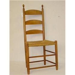  19TH CENT. SHAKER MAPLE LADDER BACK SIDE CHAIR W