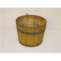  9 1/4 SHAKER SAP BUCKET IN MUSTARD PAINT SIGNED 