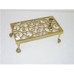  19TH CENT. BRASS TRIVET W/ BALL & CLAW FEET - NO