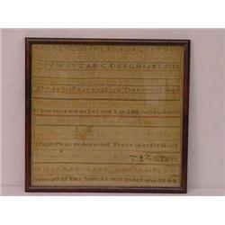  19TH CENT. NEEDLEWORK ALPHABET SAMPLER W/ VERSE 