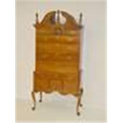  NEW ENGLAND CHERRY QUEEN ANNE BONNET TOP HIGHBOY