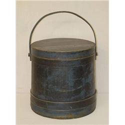  LARGE 14 19TH CENT. PAINTED FIRKIN IN OLDER BLUE