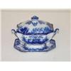 Image 1 :  8 1/2 SCINDE FLOW BLUE 3 PC. SAUCE TUREEN BY ALC