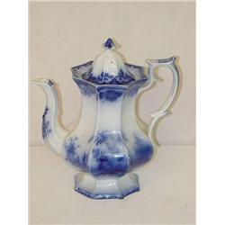  RARE 11 1/2 SCINDE FLOW BLUE COFFEE POT BY ALCOC
