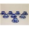 Image 1 :  LOT (8) SCINDE FLOW BLUE HANDLESS CUPS & SAUCERS