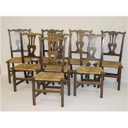  SET OF (8) COUNTRY CHIPPENDALE CHAIRS W/ PIERCED
